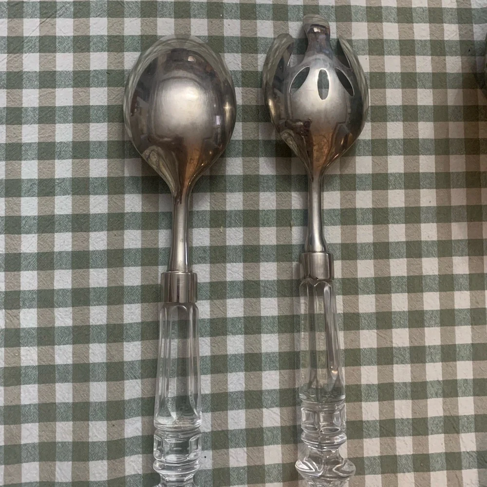 Silver and Clear Salad Servers